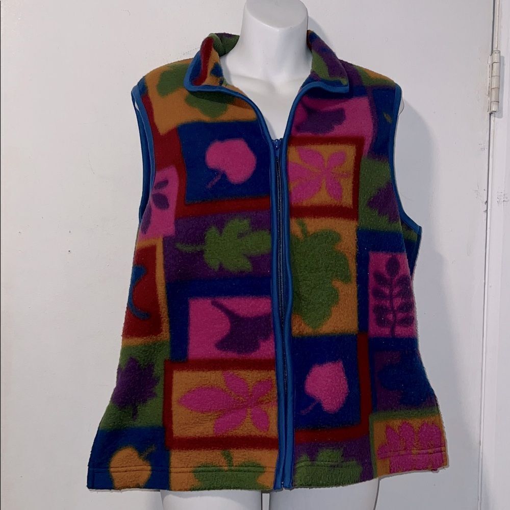PETER POPOVITCH VINTAGE Multicolor Fall Theme Fleece Vest-L